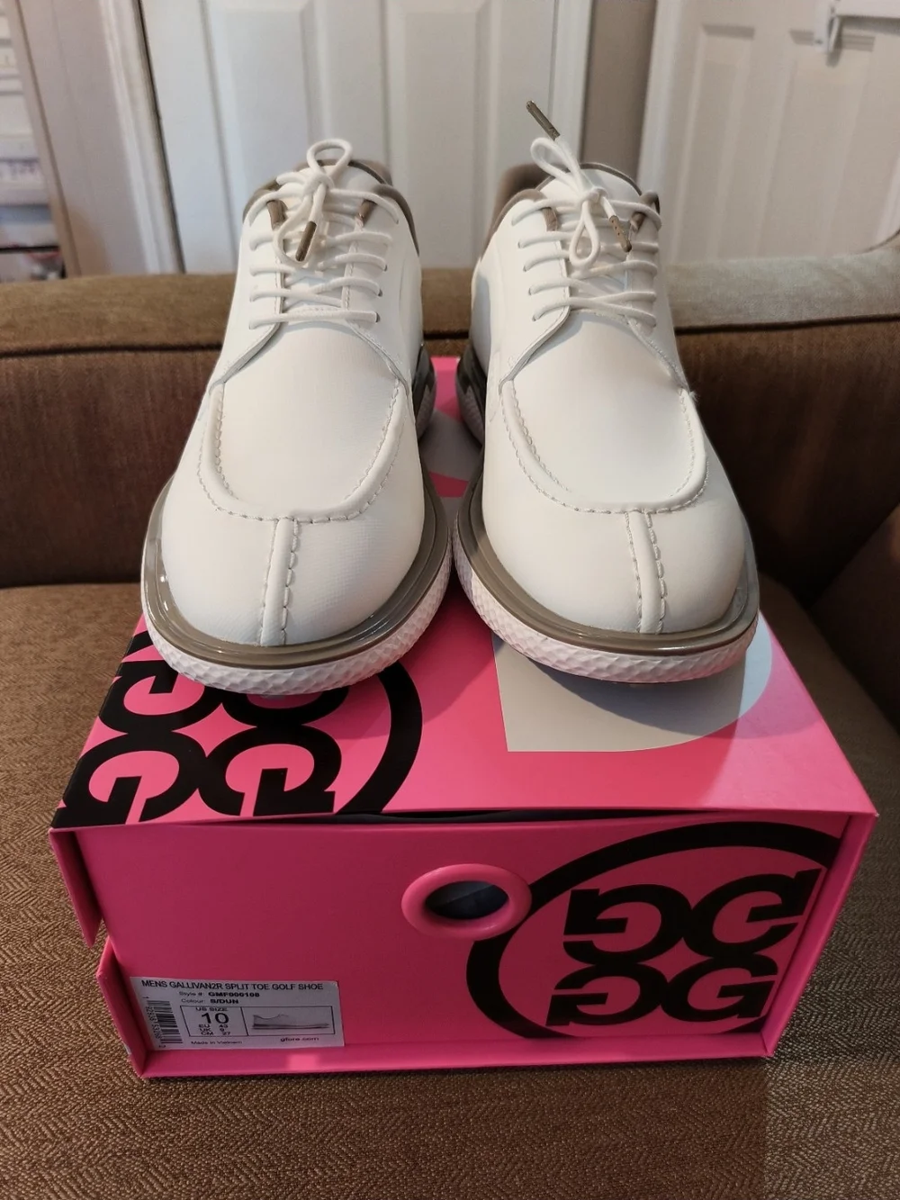 G/FORE Men's White Leather Split Toe Golf Shoes